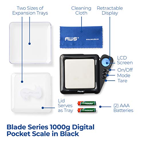 American Weigh Scales Blade Series Digital Pocket Gram Scale 1000g x 0.1g | Precision Mini Scale 0.1g Accuracy, Pocket Sca...