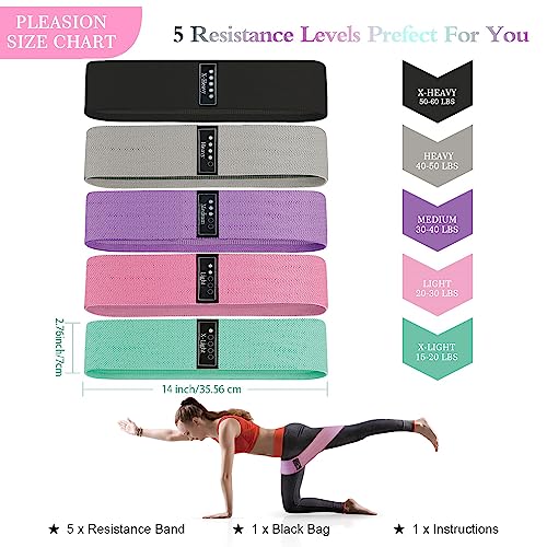 Fabric Resistance Bands for Working Out, 5 Levels Booty Bands for Women Men, Cloth Workout Bands Resistance Loop Exercise ...