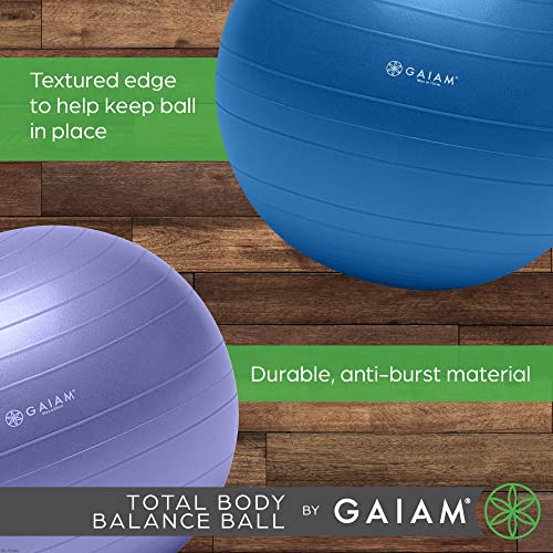 Gaiam Exercise Ball, Total Body Anti-Burst Balance Ball with Textured Grip, For Core Strength, Pregnancy Exercises, Yoga &...