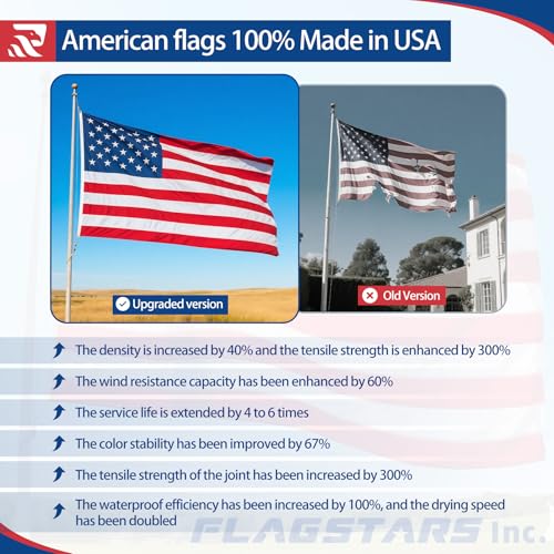 American Flag Durable Nylon 3x5 Ft Outdoor Heavy Duty, Made in USA American Flags ,Longest Lasting Non Fading American Fla...