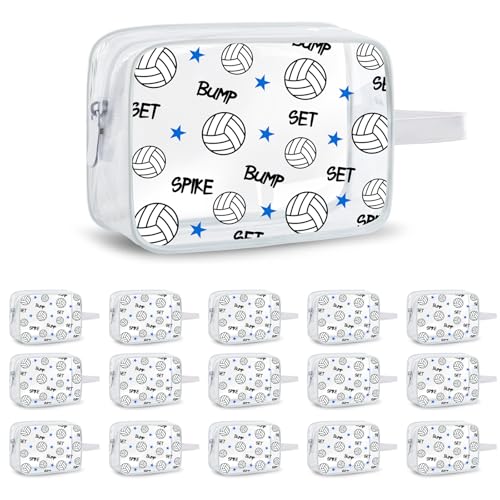 Lebaley 16PCS Volleyball Team Gifts Cosmetics Bag - PVC Clear Portable Makeup Bags Organizer 7 x 5.5 x 1.7 '' Waterproof S...