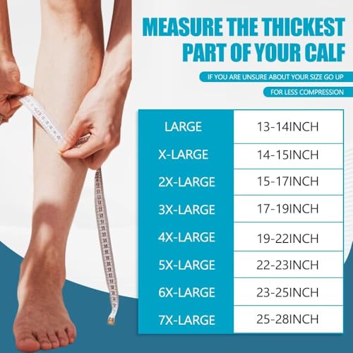 Plus Size Compression Sleeves for Calves Women Wide Calf Compression Legs Sleeves Men 4XL, Relieve Varicose Veins, Edema, ...