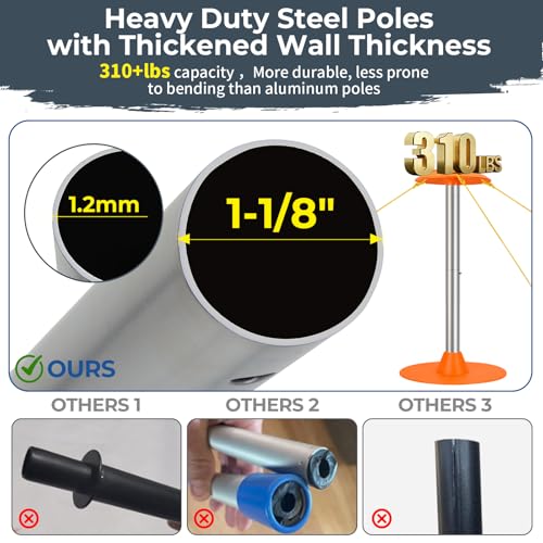 Tuszom Boat Cover Support Pole Systems with Anti-UV PE Ropes & 9" ABS Base, Highly Stable Windproof Support Pole - Adjustb...