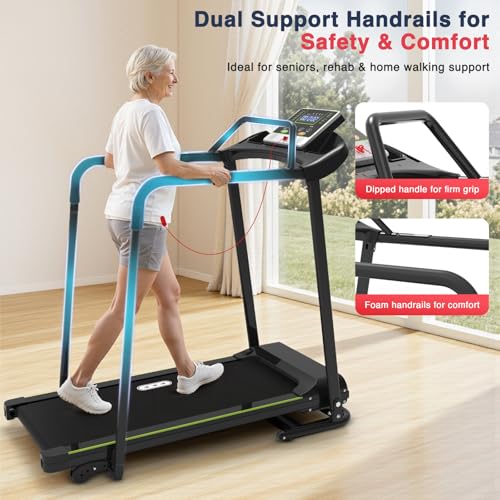 Redliro Treadmill for Seniors Slow Walking - 0.3mph Start, Front & Long Handrails - Foldable Recovery Flat Treadmill for E...