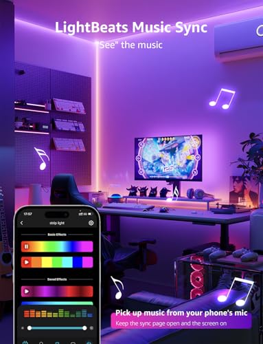 Lepro SE1 AI Smart LED Strip Lights - 49.2ft RGB Color Changing Light Strips with APP Control, AI Generated Lighting, Musi...