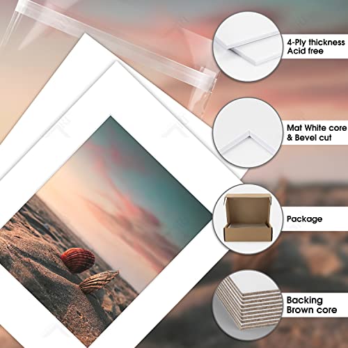 Golden State Art, Acid Free, Pack of 25, 11x14 White Picture Mats Mattes with White Core Bevel Cut for 8x10 Photo + Backin...
