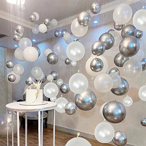 Pearl White Balloons Different Sizes 5 10 12 18 Inch, 134 Pcs White Balloon Garland Arch Kit, Royal White Latex Balloons f...