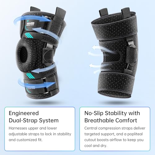 ZEAZEN Hinged Knee Brace with Dual Hinges & Patella Compression Pads – Strong Knee Support for ACL, MCL, Meniscus, Joint S...
