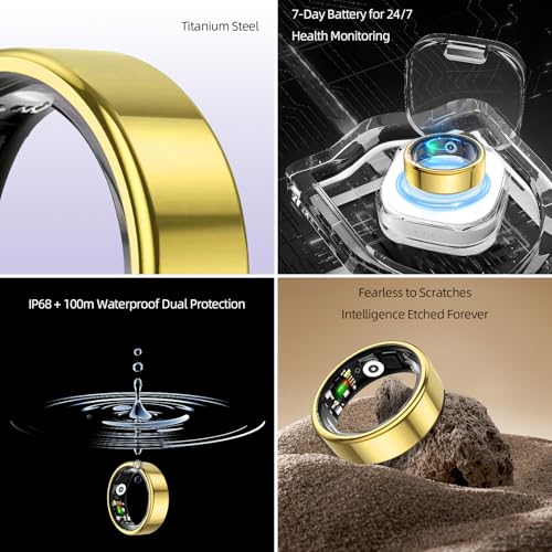 TIAZUUX Smart Ring for Women&Men-Activity/Sleep/Heart Rate/HRV/Stress/Women's Health Tracker-IP76 Waterproof-No Subscripti...