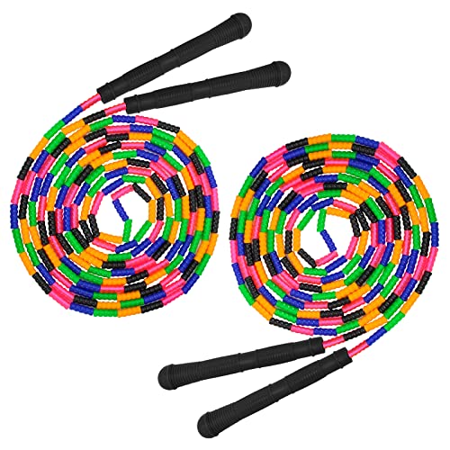 Coolrunner 16 FT Long Jump Rope(2 PACK), Double Dutch Jump Ropes, Soft Beaded Skipping for Kids Adults, Plastic Segmented ...