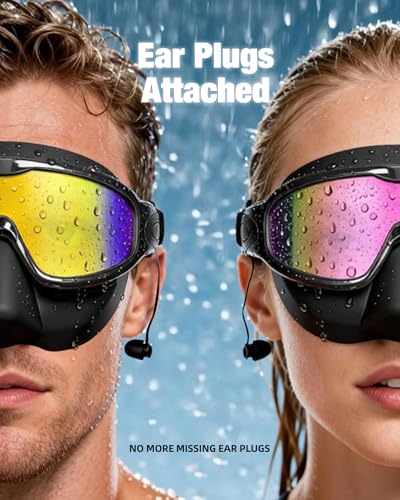 Aegend Swim Goggles with Nose Cover for Adults, 2 Pack Wide View Swimming Goggles Anti-Fog/UV No Leak for Men & Women