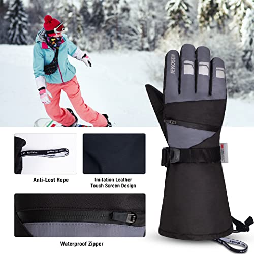 JEKOSEN Ski Gloves Mens Womens Waterproof Touchscreen Snowboard Gloves Snow Winter