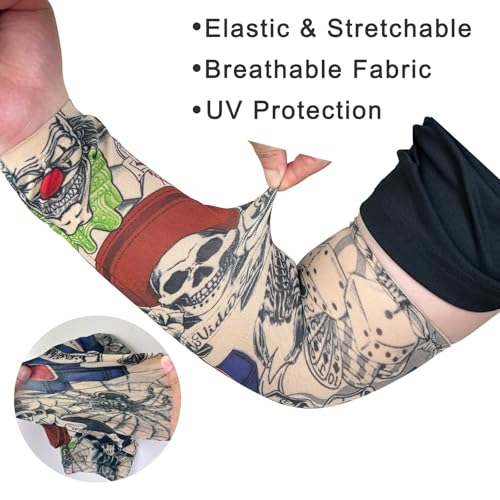 M.K ZIZZYPOP Tattoo Sleeves for Men & Women, Compression Arm Sleeves for UV Protection, Lightweight & Breathable Skin Cover