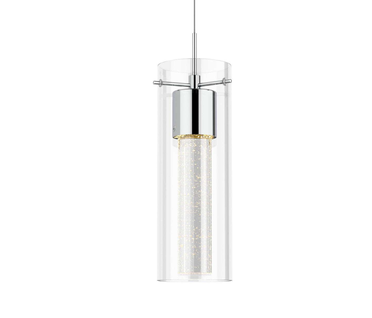 Tawson 1-Light Pendant Ceiling Light Fixture, Integrated Led, Silver Bubble Glass, Model 12710, Ideal For Kitchen, Hallway, Dining Room
