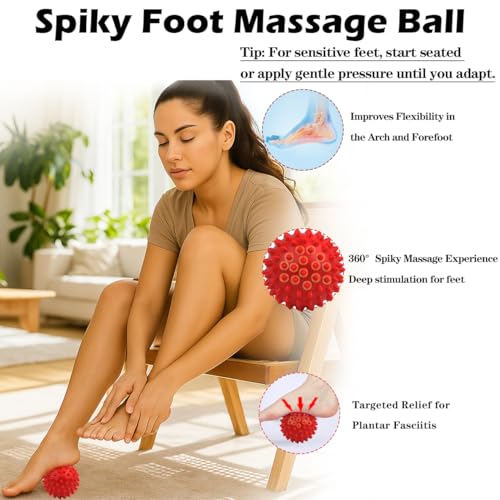 Physical Massage Therapy Ball Set: Lacrosse & Spiky Ball Set for Myofascial Release, Plantar Fasciitis, Stress Relief for ...