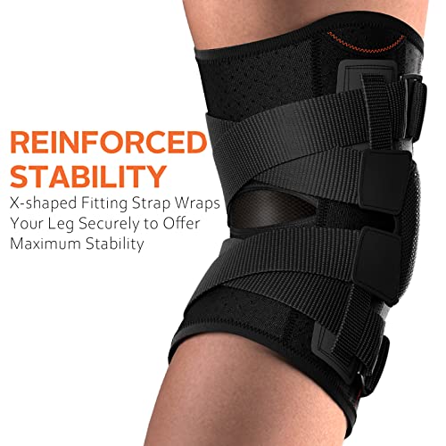 Omples Hinged Knee Brace for Knee Pain, Meniscus Tear Knee Support with Side Stabilizers for Men and Women Patella Knee Br...