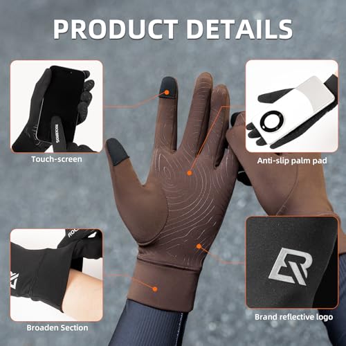 ROCKBROS Men Women Thin Winter Gloves for Sport- Lightweight Anti-Slip Touch Screen Road Bicycle Gloves for Outdoor Sports...