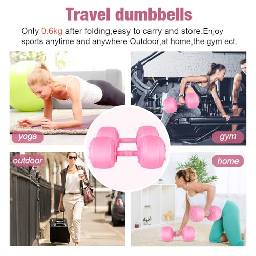 DEIRIS Travel Weights Water Filled Dumbbell Set of 2,6LB Hand Weights for Women at Home Gym Exercise Training
