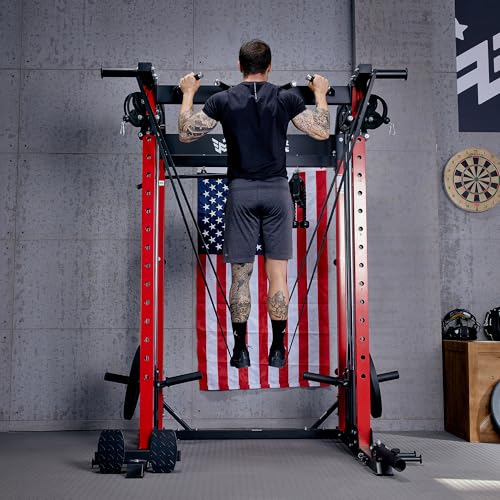 MAJOR FITNESS F22 Power Rack, 1600lbs All-in-One Squat Rack with Dual Pulley System, Heavy-Duty Steel Frame, Attachments &...
