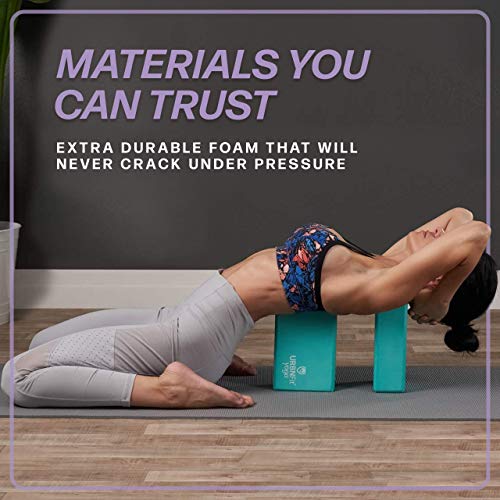 URBNFit Yoga Blocks 2 Pack - Sturdy Foam Yoga Block Set with Strap for Exercise, Pilates Workout, Stretching, Meditation, ...
