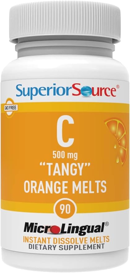 Superior Source Vitamin C 500 mg ?Tangy? Orange Melts - Daily Vitamin Supplement Supports Immune Health - Vitamin C Formula Aids Cell Health - 90 Sublingual Dissolving Tablets
