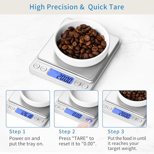 Toprime Digital Gram Scale 500g 0.01g Food Scale High Precision Kitchen Scale Multifunctional Stainless Steel Pocket Scale...