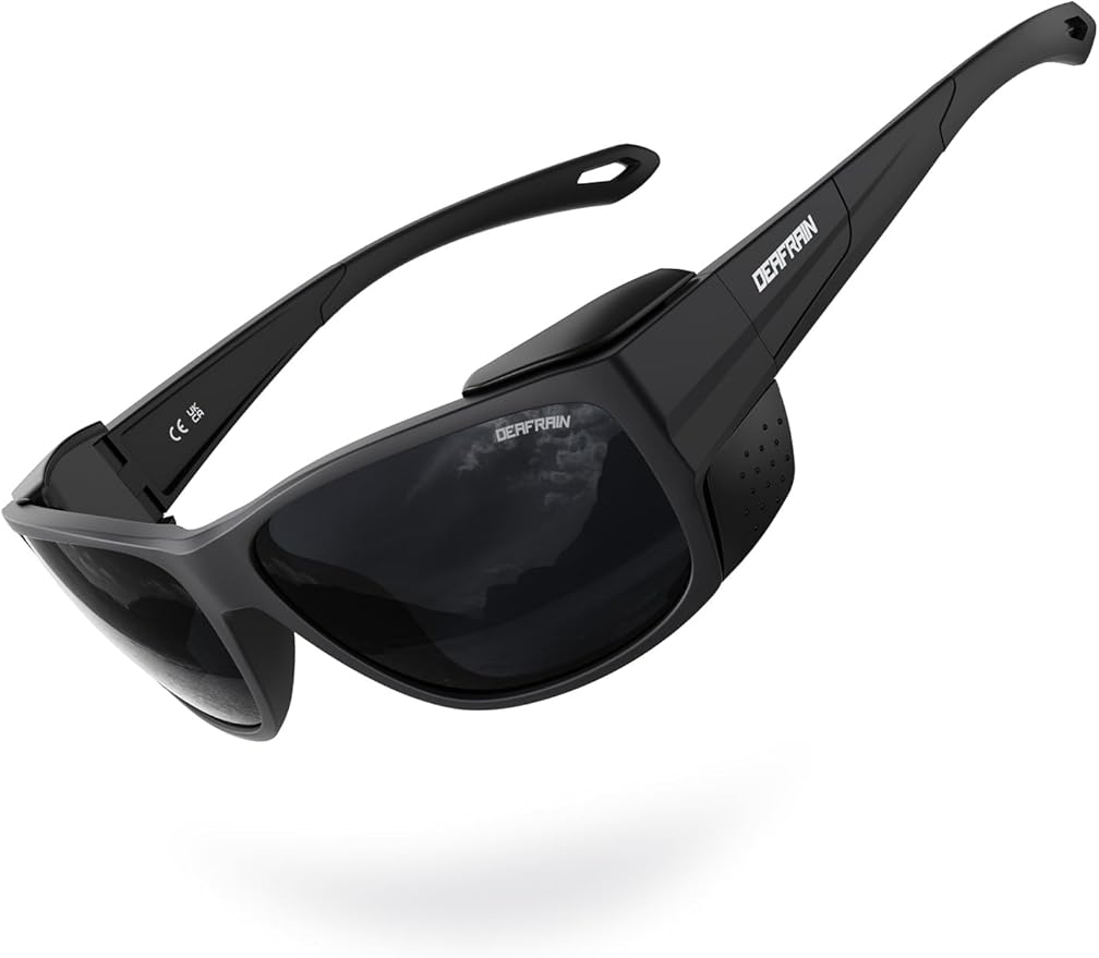 DEAFRAIN Sport Polarized Sunglasses for Men Women with Removable Side Shield for Hiking Skiing Climbing Glasses UV Protection