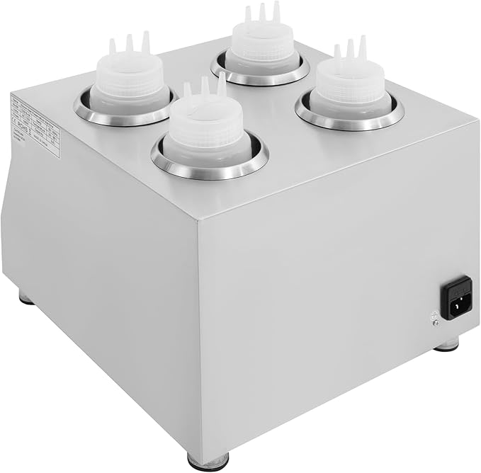 Electric Sauce Warmer Dispenser, Countertop Stainless Steel Sauce Heat Preservation Machine, Hot Fudge Nacho Cheese Ketchup Warmer for Commercial, with 650ml Squeeze Bottle*2