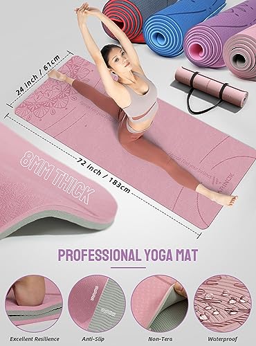 1/3 Yoga Mat Thick, Yoga Set for Beginners Include High Density Mat with Multi-loops Strap, Blocks, Booty Resistance Band ...