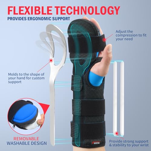 FEATOL Resting Hand Splint Stroke Night Immobilizer with Removable Splints- Pain Relief For Carpel Tunnel, Stroke Recover...