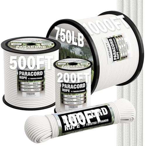 HOKINETY Paracord Rope 750 - Parachute para Cord 4mm 11 Strand Spool Rope Utility Nylon String for Outdoor Camping Surviva...