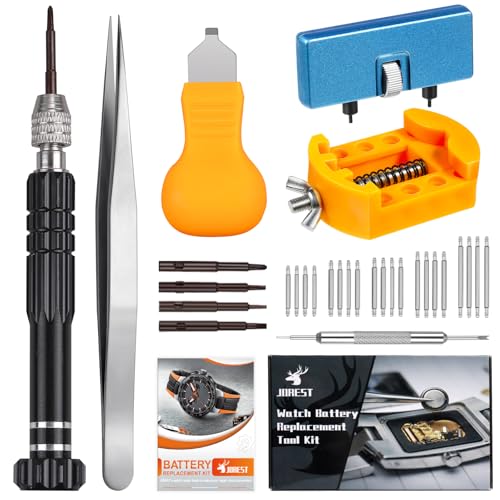 JOREST Watch Battery Replacement Kit, Watch Repair Screwdriver, Watch Band Replacement tool, Watch Wrench Back Remover, Wa...