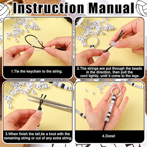 Landical 564 Pcs Volleyball Keychain Making Kit DIY Volleyball Bead Key Chain Craft Adjustable Sport Letter Bead Charm Spo...