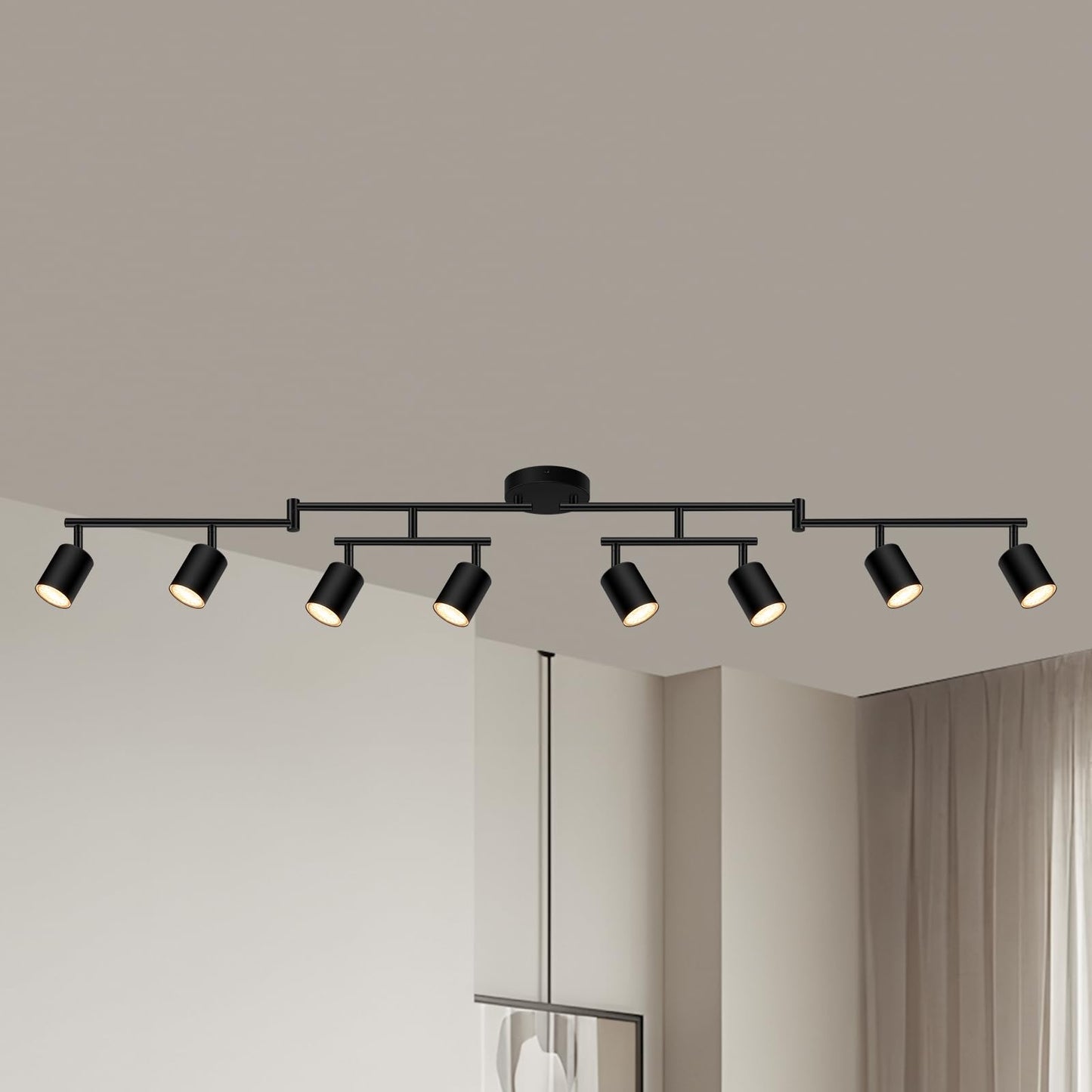 Auquee 8 Light Track Lighting Fixtures Ceiling  Matte Black Kichen Track Lighting Fixtures  Rotatable Light Heads  Adjustable Modern Led Track Lights For Kitchen/Hallway  No Gu10 Bulb
