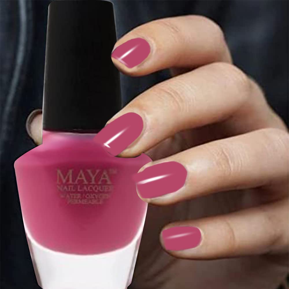 MAYA Halal Breathable Quick Dry Nail Polish, Vegan and Cruelty Free, Oxygen & Water Permeable (Pepto Pink), Non Toxic Gentle On