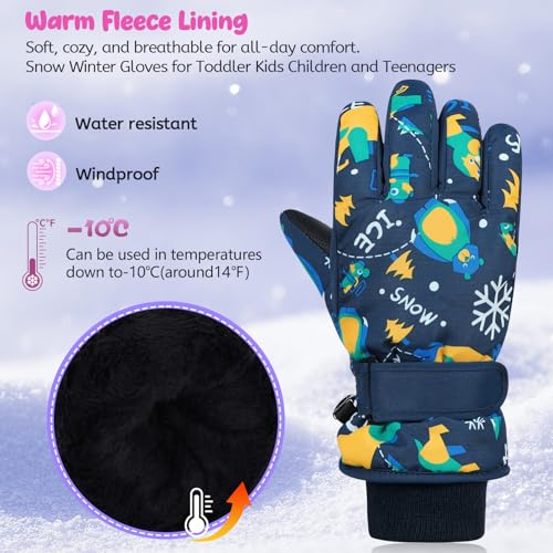 American Trends Winter Gloves for Kids Waterproof Boys Girls Cute Snow Ski Gloves Toddler Snowboarding Gloves Windproof