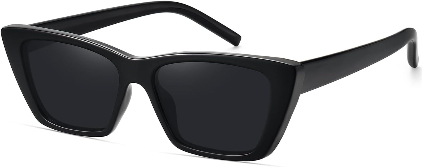 WOWSUN Narrow Small Vintage Polarized Cat Eye Sunglasses for Women