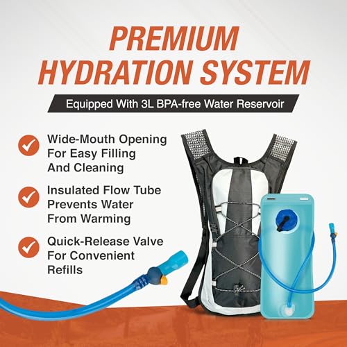 Military-Grade Hydration Backpack, 3L Water Reservoir Pack with Insulated Flow Tube, Tactical Outdoor Gear for Hiking Camp...