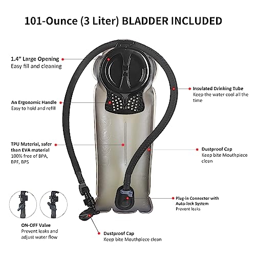 Unigear Tactical Hydration Packs Backpack 1050D with 3L Water Bladder, Thermal Insulation Pack Keeps Liquid Cool up to 4 H...