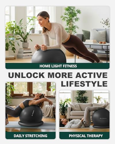 Trideer Exercise Ball for Office Desk, Yoga Ball Chair to Relieve Back Pain, Stability & Fitness Ball Seat with Base, Home...