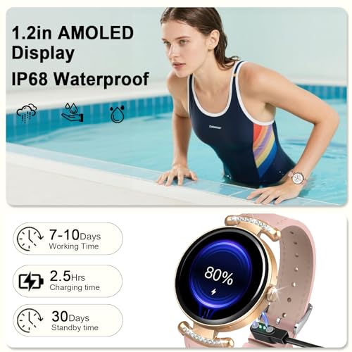 uaue Smart Watches for Women Android iOS, 1.2'' Fitness Trackers with Bluetooth Call (Answer/Make), Smartwatch with Heart ...