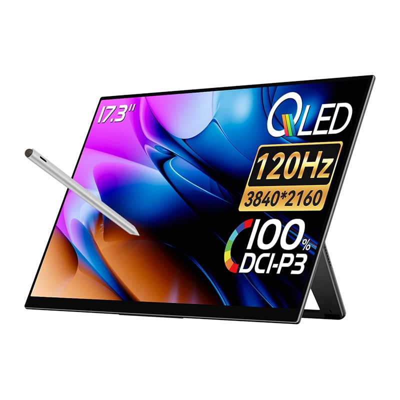 EHOMEWEI D4 Pro 17" 4k 144Hz Portable Monitor with 3840 * 2160 Resolution for External Display Gaming Monitor with Screentouch Function