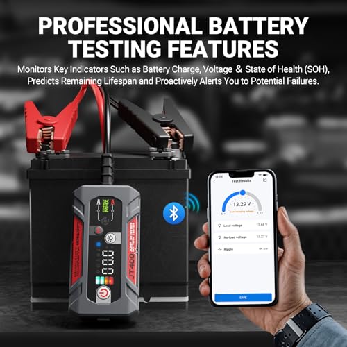 LOKITHOR JT400 Jump Starter and Battery Tester, 2500A Car Battery Booster, Portable 12V Jump Box for Up to 8.5L Gas or 6.5...