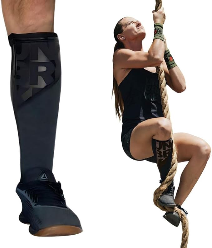 Unbrokenshop.com UNBROKENSHOP Shin Sleeves Pro Black 7mm Neoprene, Weightlifting, Deadlift, Rope Climb, Box Jumps for Men ...