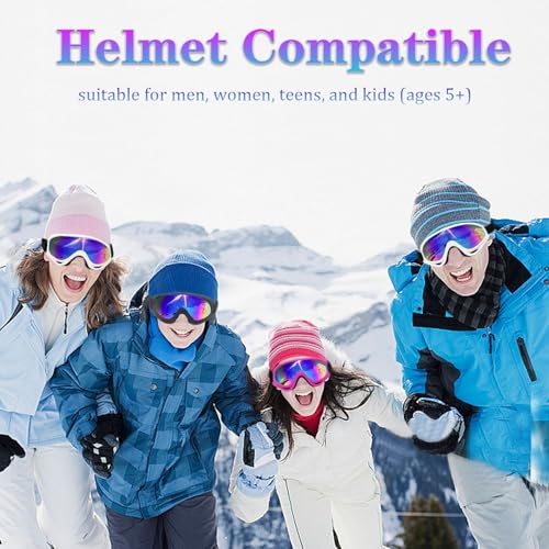 Guimertt Ski Goggles, 4 Pack Snow Snowboard Goggles for Men Women Kids & Youth UV Protection for Skiing Winter Sports
