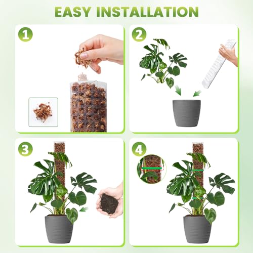 EOX 8 Pcs 24 Inch Plastic Moss Pole for Monstera, Large D Shaped Poles for Climbing Plants Work with Sphagnum Moss, Garden...