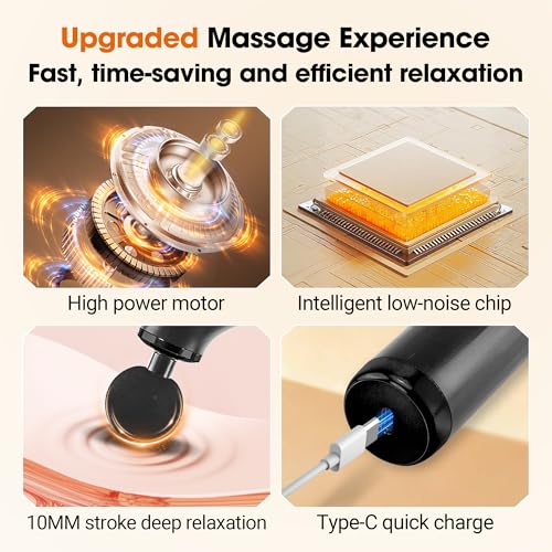 UFFAE Brushless Motor Massage Gun with Upgraded Extension Handle, Back Massager for Pain Relief Deep Tissue with 4 Massage...