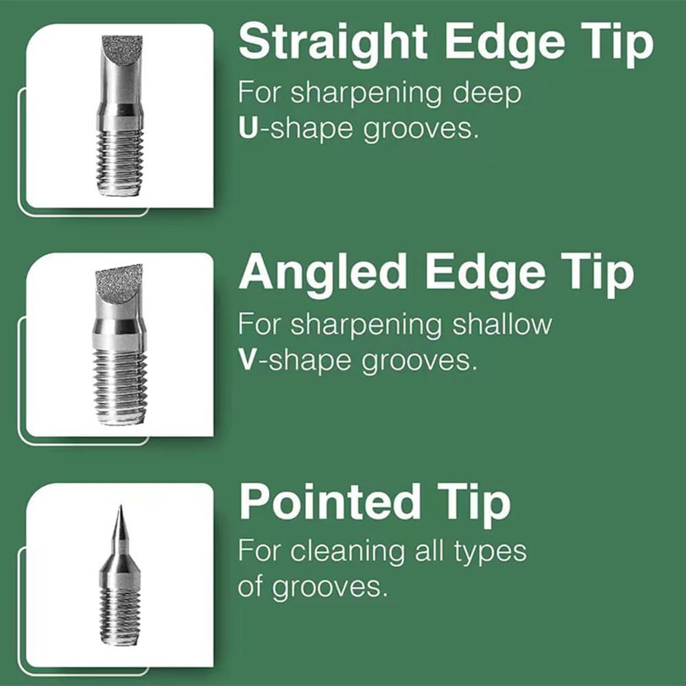 3-in-1 Golf Club Groove Sharpener - Re-Grooving Tool for U & V-Grooves - Generates Optimal Backspin (Black)