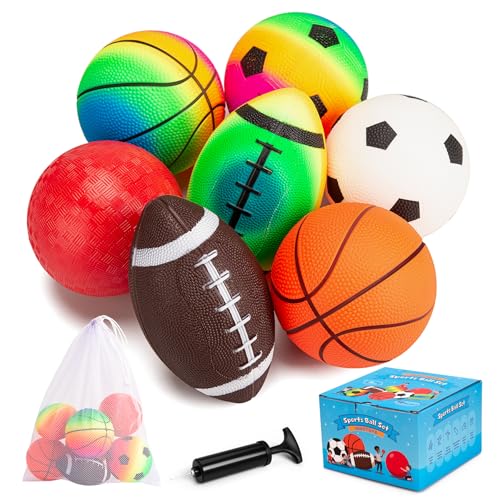 Innotoys Soft Balls for Toddlers Kids 1-3 3-5, Easy to Grip 5" Small Balls 7 Pack, Mini Football Soccer Basketball Playgro...