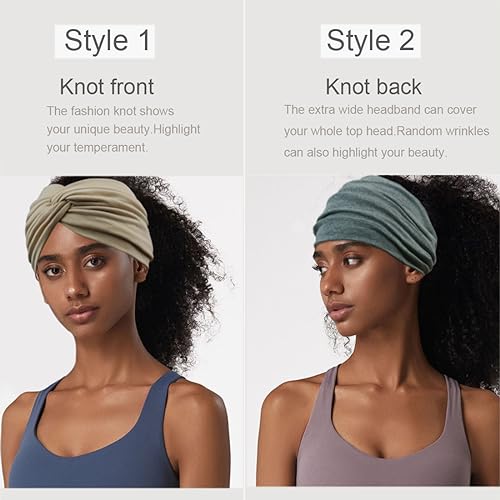 Sefiinh Extra Wide Headbands For Women 7'' Large Headband Twist Head Bands Women's Hair Band Stretchy Turban Styling Acces...